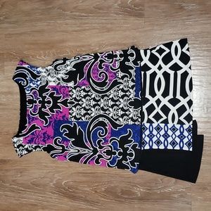 (10) Joseph Ribkoff Abstract Pasiley Colorful Patterned Assymetrical